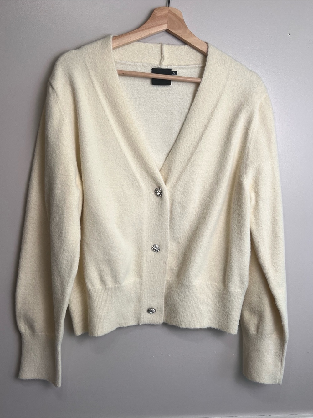 Cliche' Wool Blend Cream Cardigan Sweater - XL NWOT